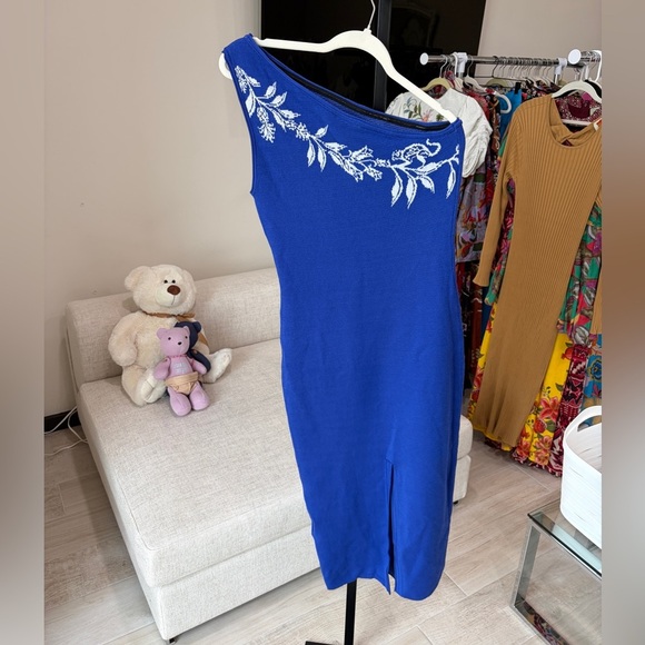 Farm Rio: Blue Garden Knit Midi Dress Beautiful Blue! - Picture 8 of 13